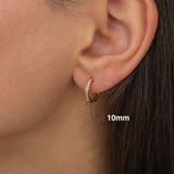 Gold  Diamond Huggie Hoop Earrings for Everyday. Waterproof and Tarnish Free Earrings 