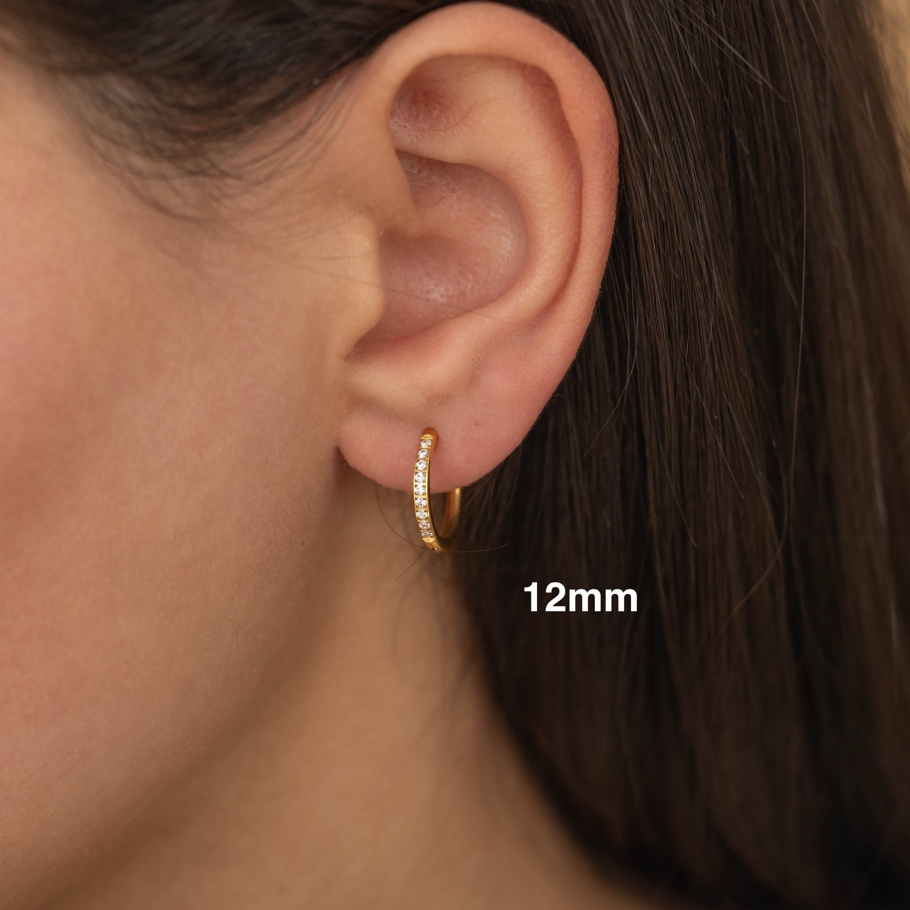 Gold  Diamond Huggie Hoop Earrings for Everyday. Waterproof and Tarnish Free Earrings 