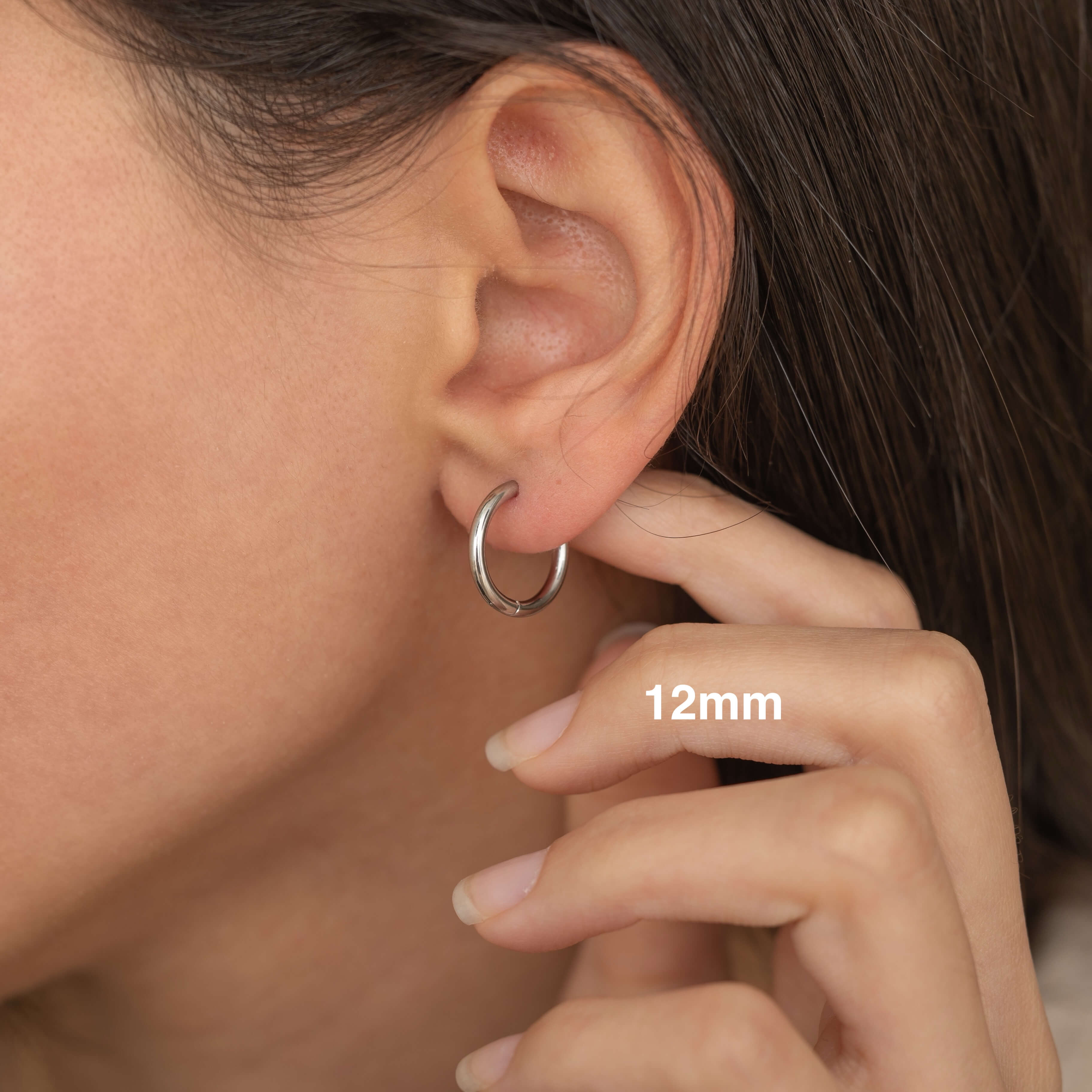 Silver Everyday Huggie Hoop Earrings for Women. Waterproof and Tarnish Free Earrings