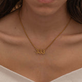 Angel number necklace featuring a meaningful number pendant, symbolizing spiritual guidance and positive energy.