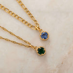 emerald and sapphire birthstone with custom chain styles