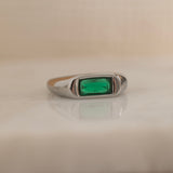 Green Signet Flat Ring