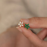 flower dainty stud earrings gold 