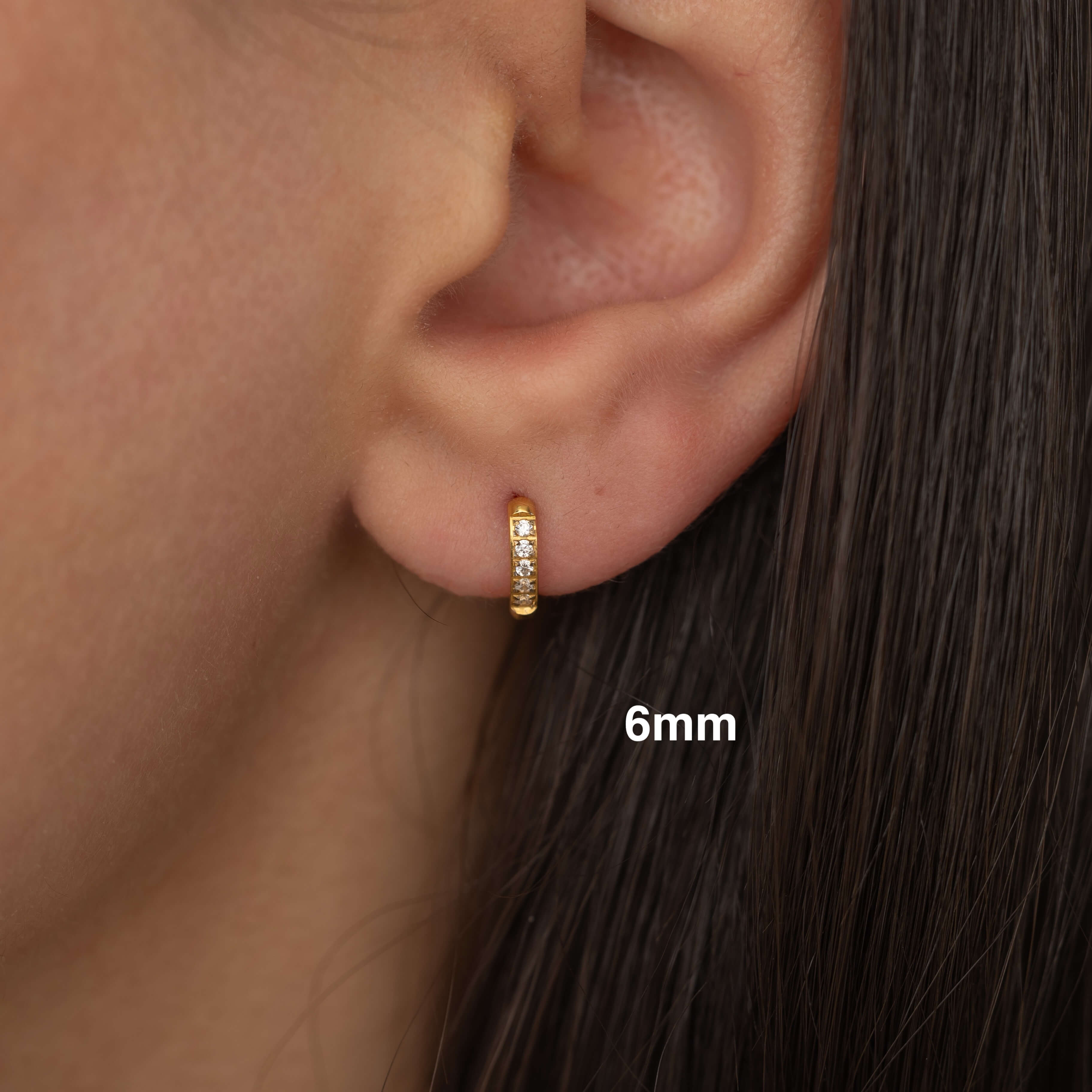 Gold  Diamond Huggie Hoop Earrings for Everyday. Waterproof and Tarnish Free Earrings 