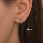 Silver  Diamond Huggie Hoop Earrings for Everyday. Waterproof and Tarnish Free Earrings 