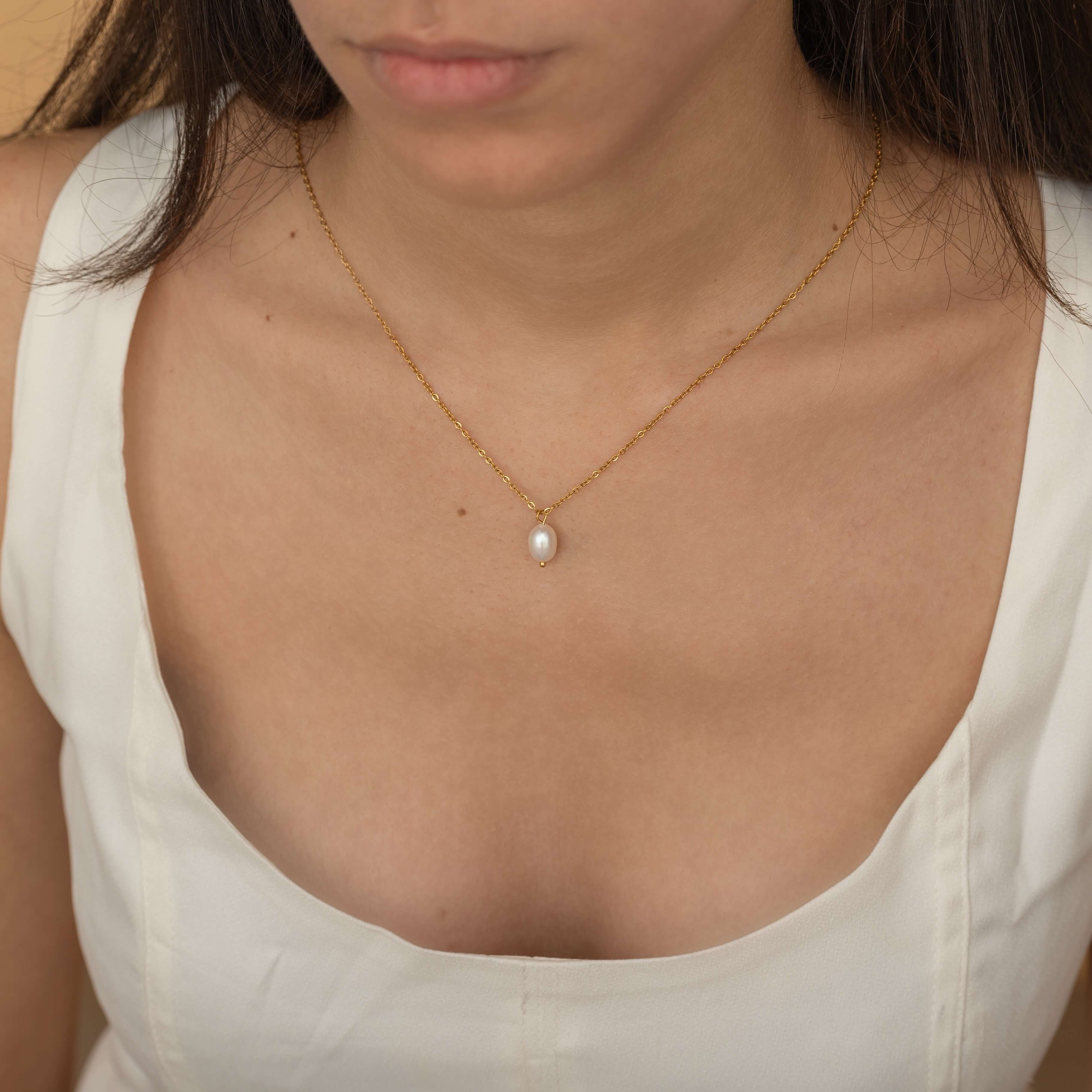 Dainty Freshwater Pearl Necklace that it is tarnish free and waterproof