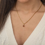 Personalized Garnet January birhstone necklace waterproof and tarnish free