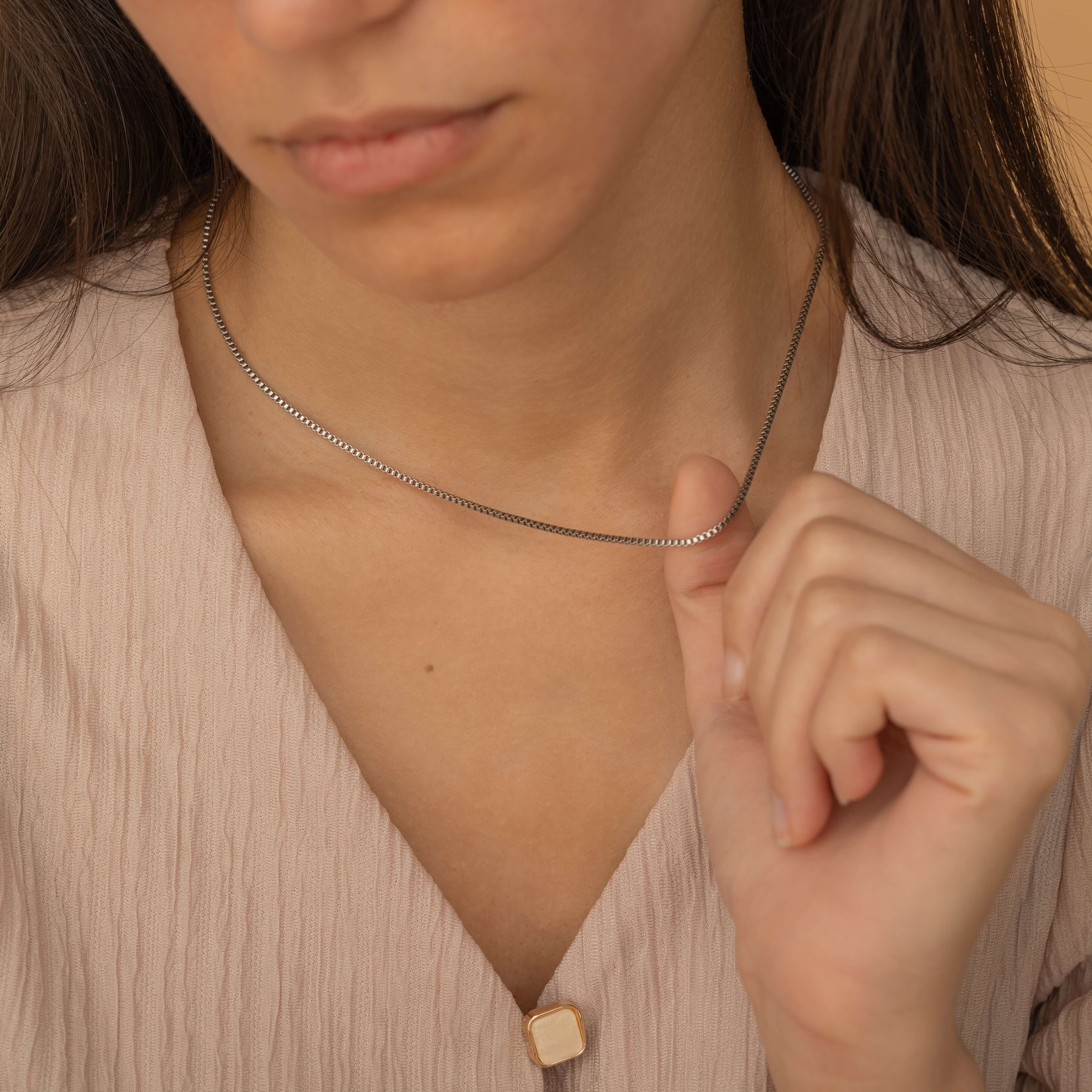 Dainty silver box chain necklace perfect for layering