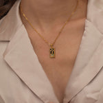  Gold the star tarot necklace with cubic zirconia accents and an onyx  back stone, symbolizing hope, inspiration, and spiritual guidance 