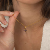 custom birthstone round necklace in gold with custom chain styles