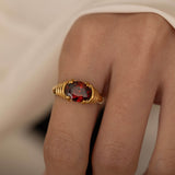 vintage garnet tarnish free birthstone signet ring 