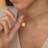 Gold august birth flower with a satellite chain necklace