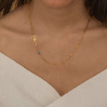 Gold Filled Birth Flower Necklace with Birthstone and Paperclip Chain
