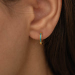 Gold Aquamarine Hoops 