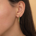 green gemstone emerald birthstone gold hoop earrings