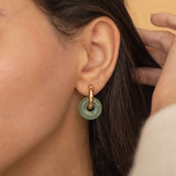 gold jade double hoop earrings