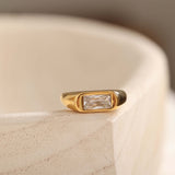 Diamond Signet Flat Ring