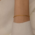 Gold Cuban Curb Chain Bracelet for Women. Waterproof