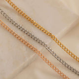 rose gold, silver, gold curb chain necklace