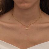 Gold Custom Sunburst Initial Necklace with custom chain styles. Perfect for everyday wear, waterproof and tarnish free