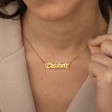 Old Custom Name Necklace in Gold. Personalized Name, Number Necklace for Everyday