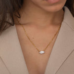 Diamond Marquise Necklace with paperclip chain perfect for layering