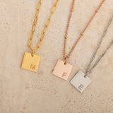 Square Initial Necklace