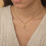 Dainty Gold Pearl Initial Necklace for Women. Waterproof and tarnish Free