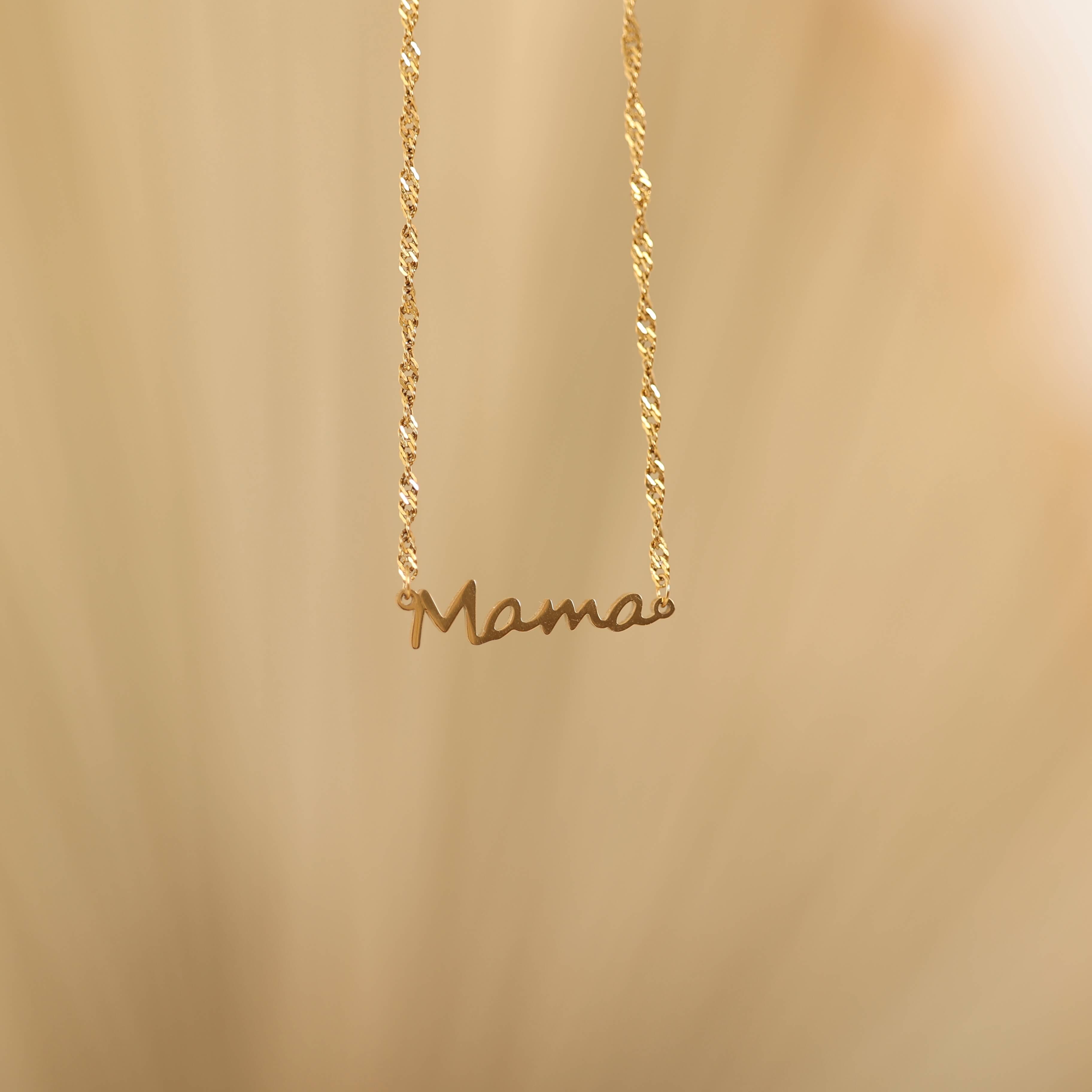 Custom Gold Mama Necklace for Mom. Waterproof and Tarnish Free