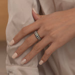 Bold Dome Checkered Ring in White and Blue in Gold Filled 