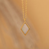 gold mother of pearl pendant on a cable gold chain necklace for women