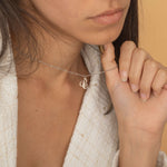 Silver Bold Custom Initial Necklace with Dainty Chain