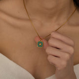 Dainty North Star Malachite Necklace with Box Chain style