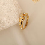 tarnish free gold bold dome ring with diamond stones perfect for layering making it a statement