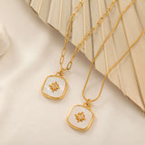 Mother of Pearl North Star Necklace for Layering in Gold with multiple chain style