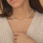 Gold Freshwater Rice Pearl Necklace for Everyday