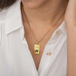 The Chariot Tarot Card Necklace with a Box Chain Style