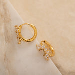 gold diamond crystal marquise gemstone huggie hoop earrings 