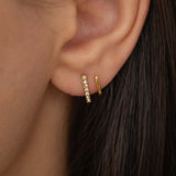 gold double crystal hoop earrings