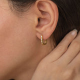 gold pave crystal diamond hoop earrings