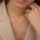 Large Diamond Marquise Necklace with Cable Chain. Waterproof and Tarnish Free