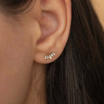 gold dainty marquise diamond stud earrings