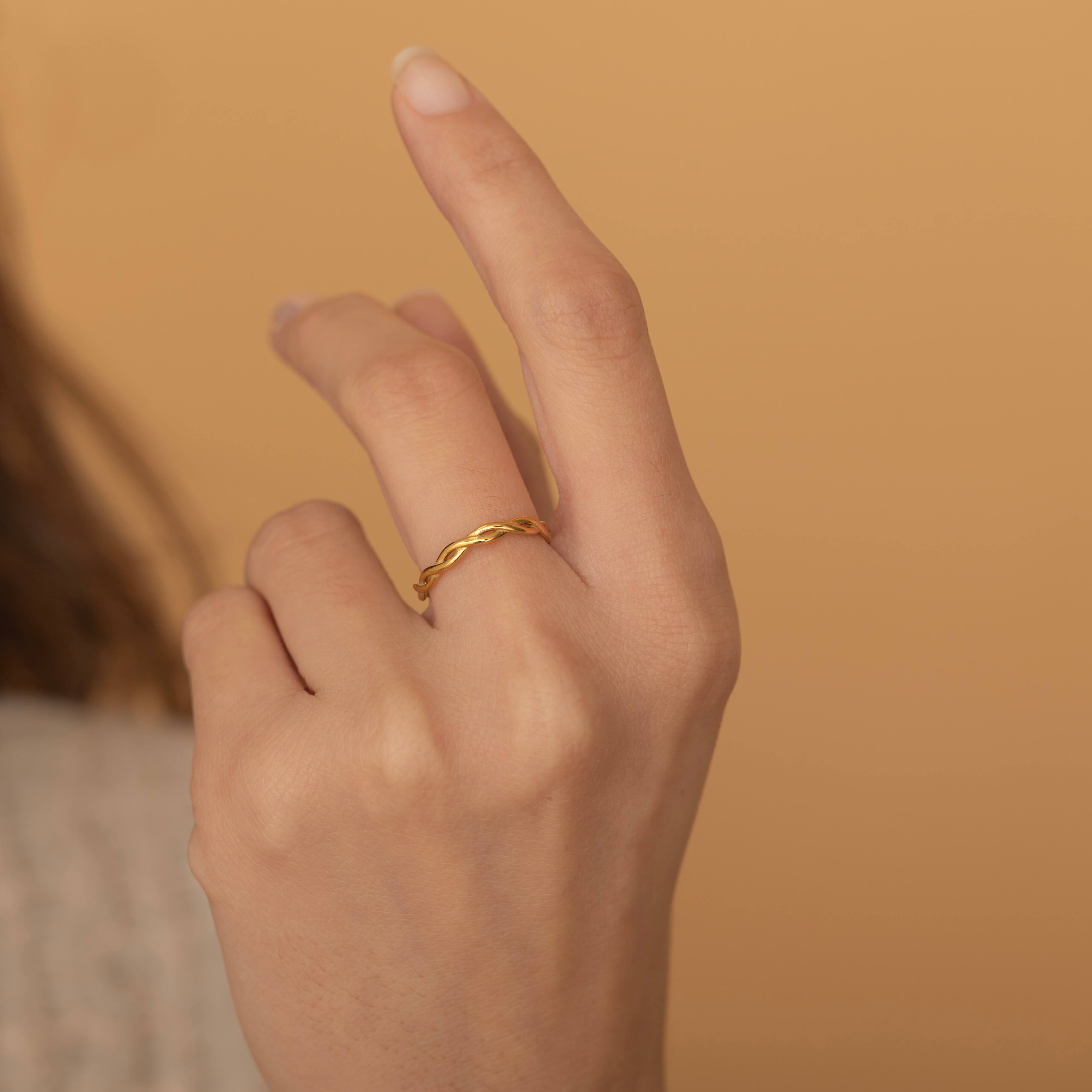 braided stacking gold ring