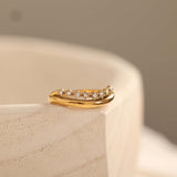 Gold Diamond Double Band Ring