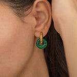 star gold hoop with double malachite earrings