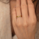 Dainty gold  duo Crystal diamond ring 