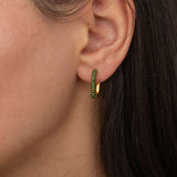 anti tarnish green birthstone emerald hoop earrings