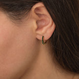 waterproof and tarnish freee jewelry in emerald huggie hoops