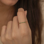 Dainty Gold Eternity Ring with Emerald Green Stones for Everyday. Waterproof and Tarnish Free Jewelry