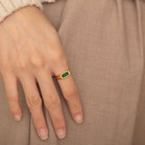 Green Signet Flat Ring